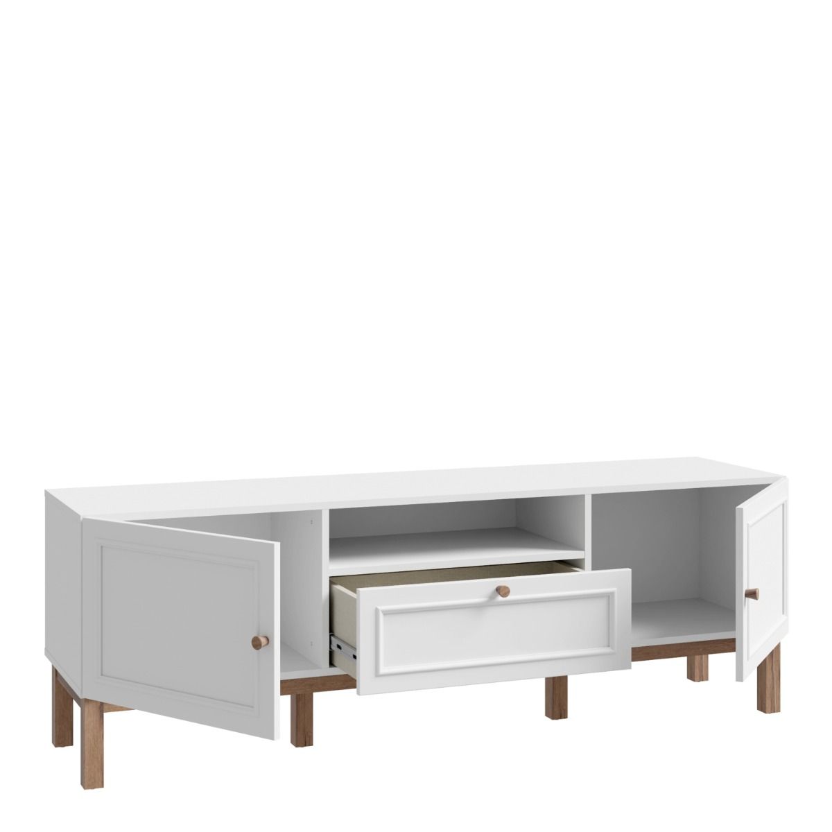 Wensley 2 Door 1 Drawer TV Unit in Light Grey and Brown inc LED Lighting