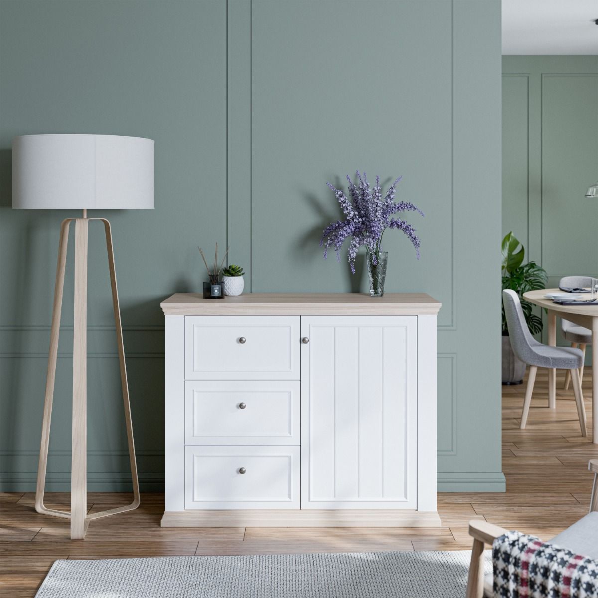 Pontypool 3 Drawer & 1 Door Sideboard