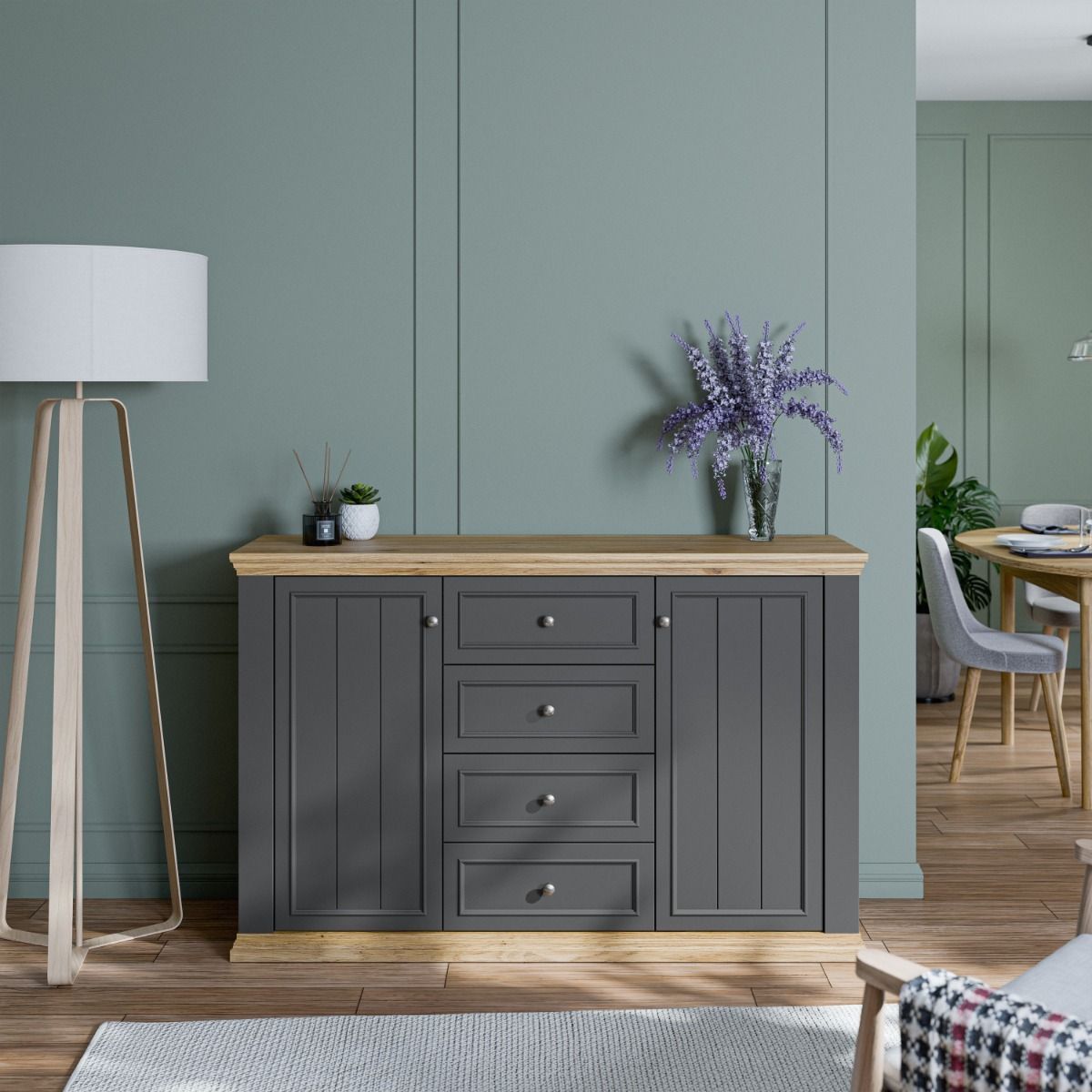 Pontypool 4 Drawer & 2 Door Sideboard
