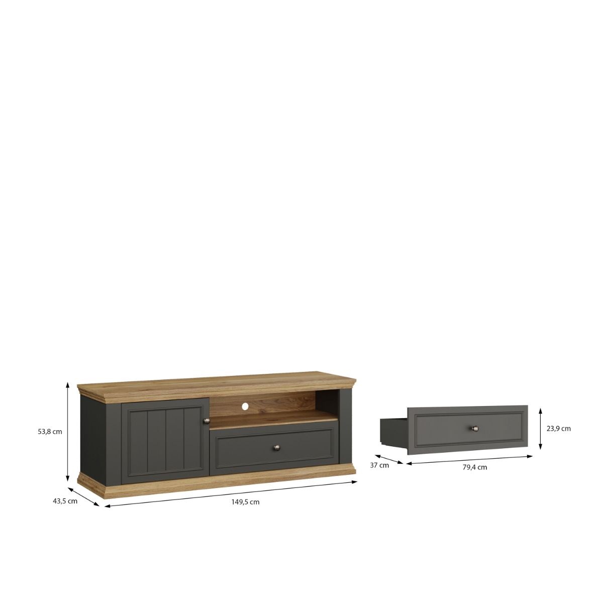 Pontypool TV Unit with Drawer & Open Shelf
