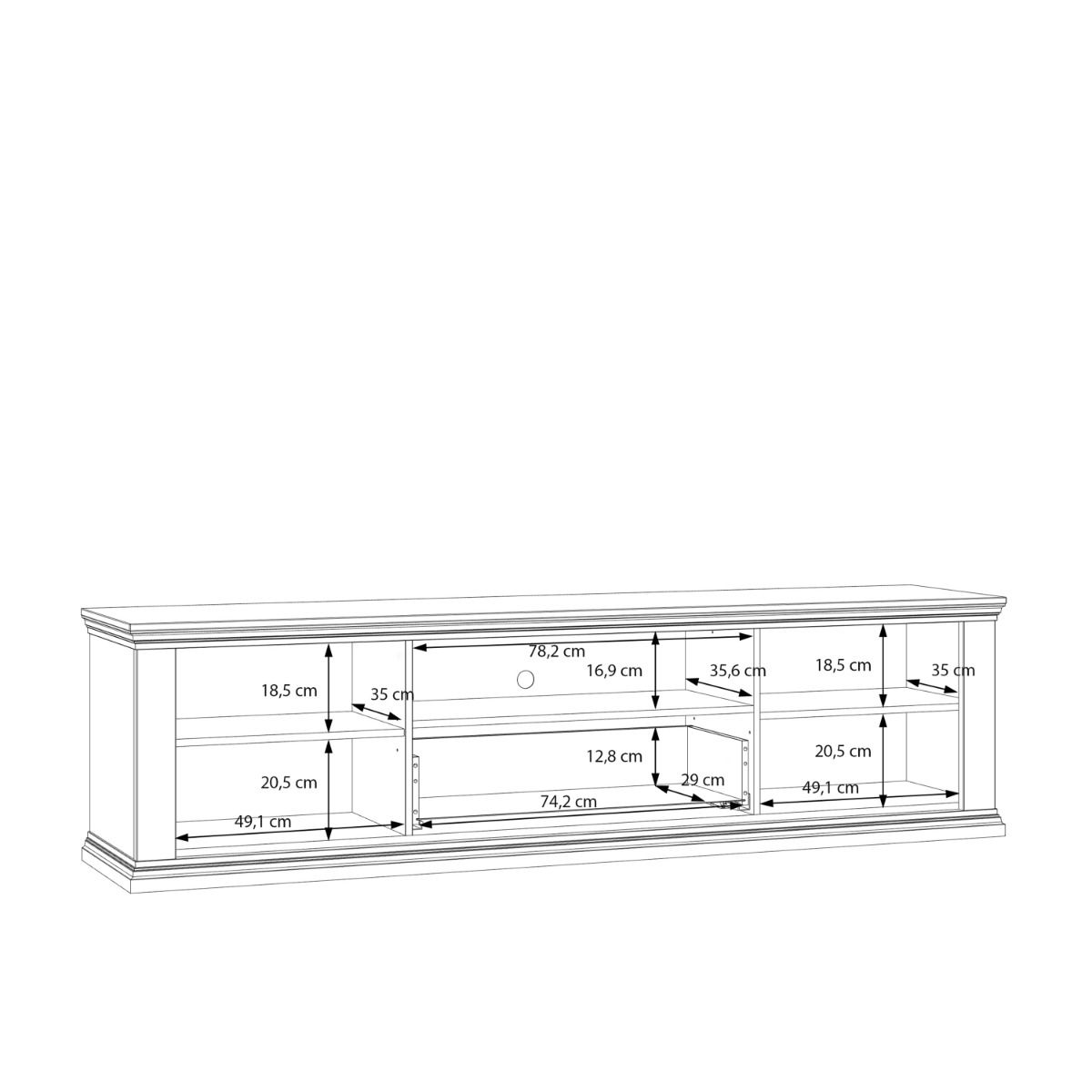 Pontypool Wide TV Unit with 2 Doors, Drawer & Open Shelf