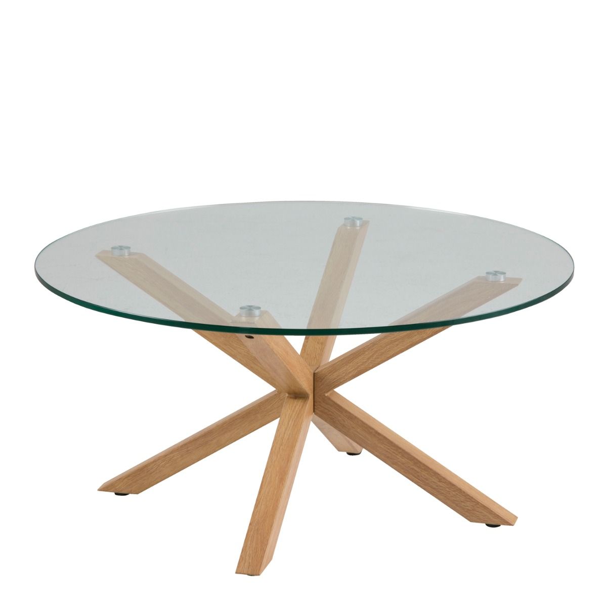 Heaven Round Coffee Table with Smoked Glass Top and Brown Legs