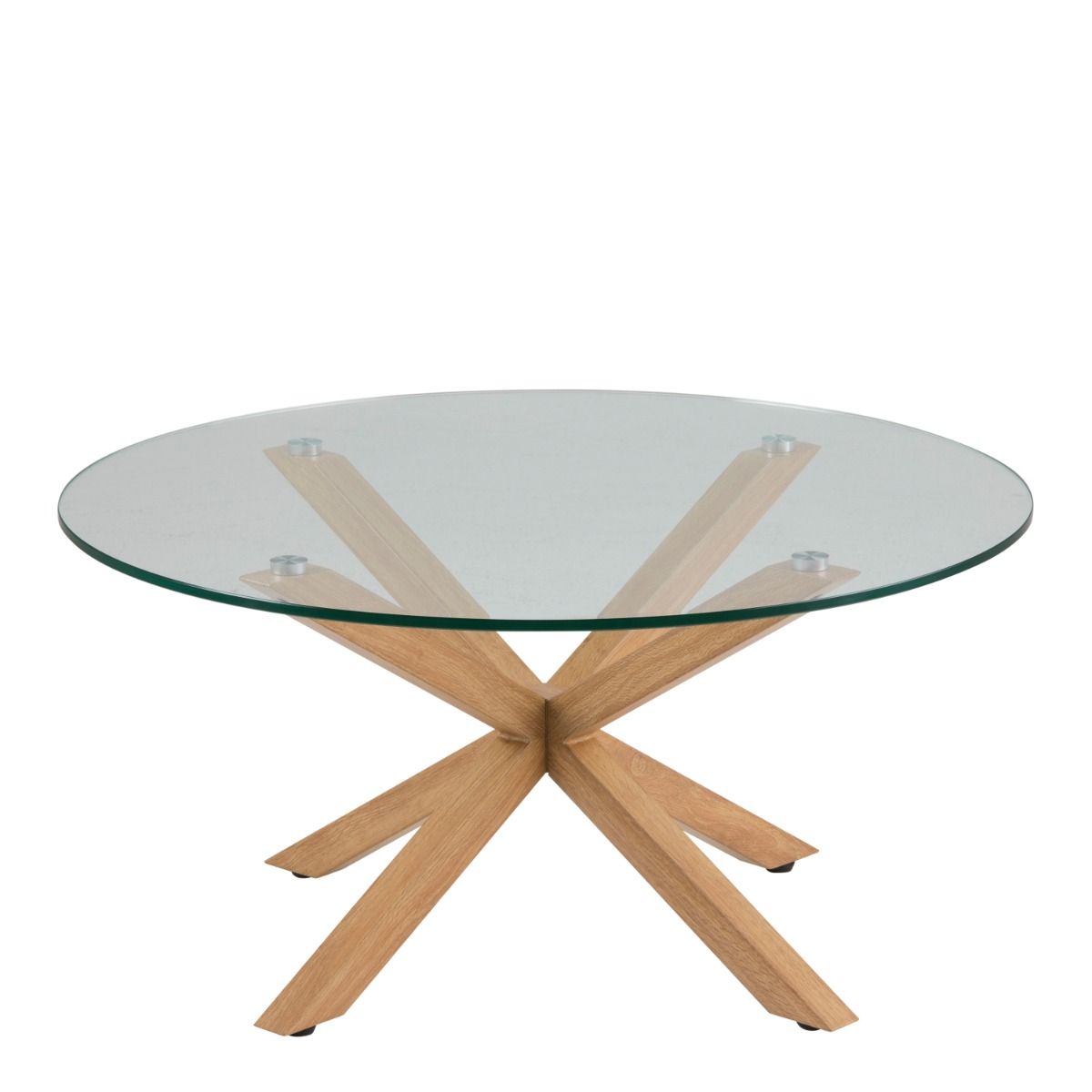 Heaven Round Coffee Table with Smoked Glass Top and Brown Legs