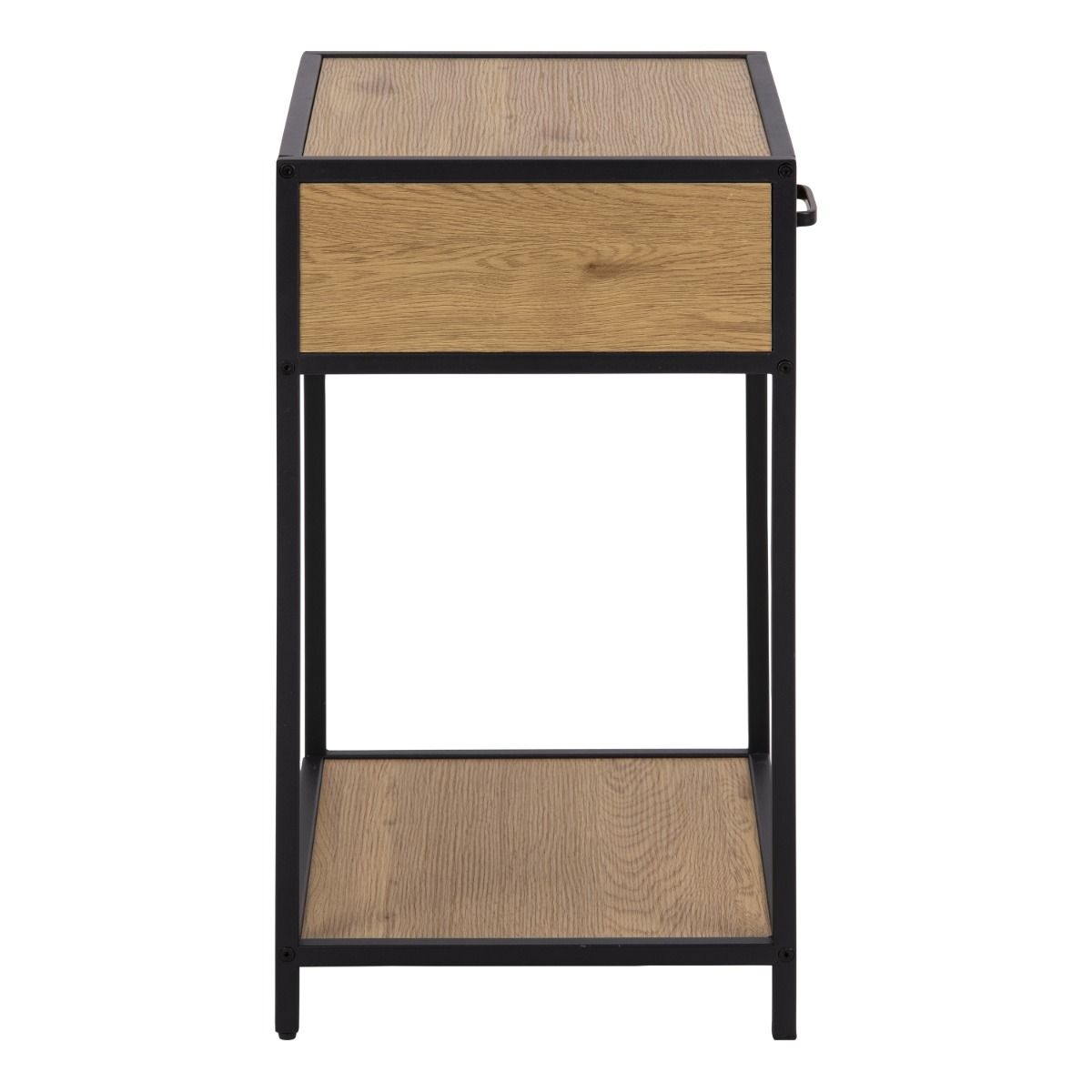 Seaford Bedside Table with 1 Drawer in Black & Brown