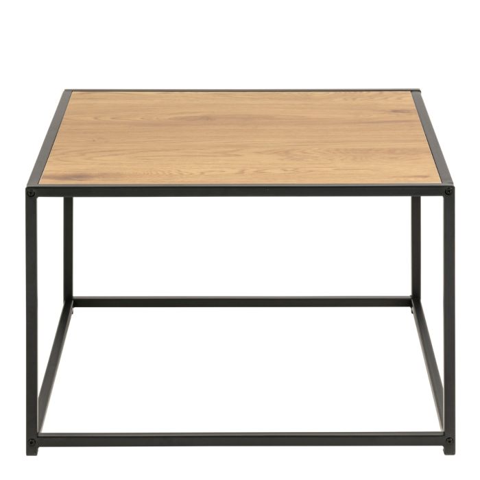 Seaford Black Metal Coffee Table with Brown Top