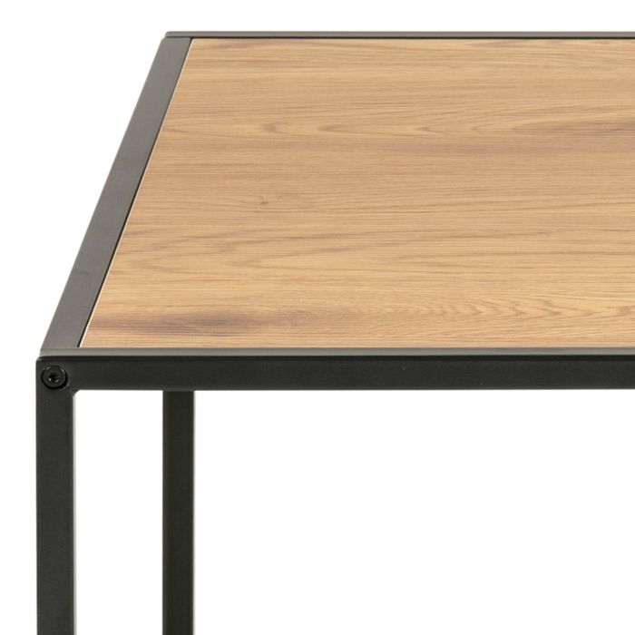 Seaford Black Metal Coffee Table with Brown Top