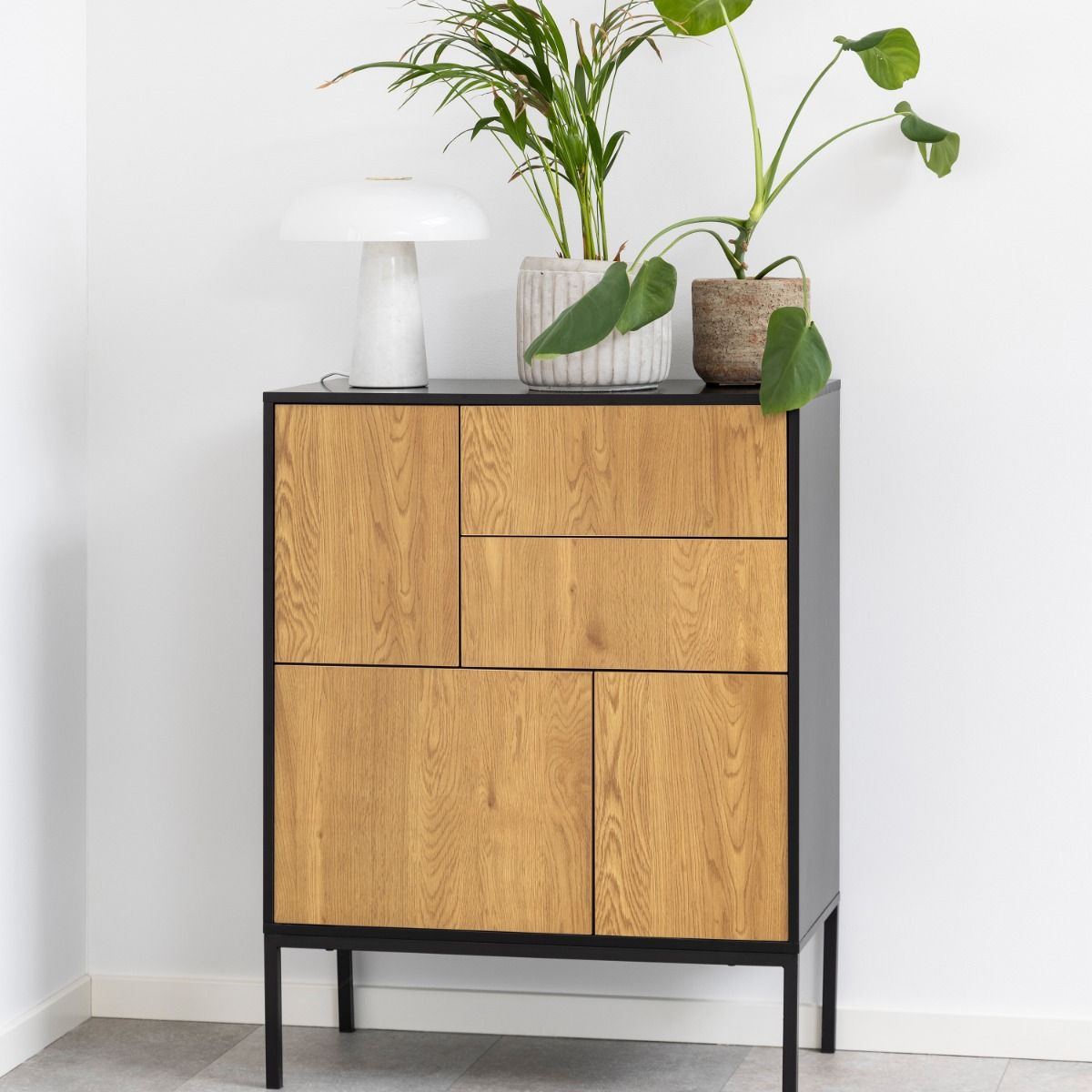 Seaford 3 Door 2 Drawer Sideboard in Black & Brown