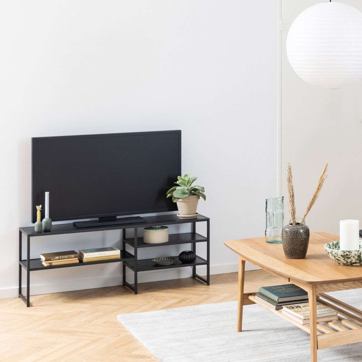 Seaford Black Metal Open TV Unit