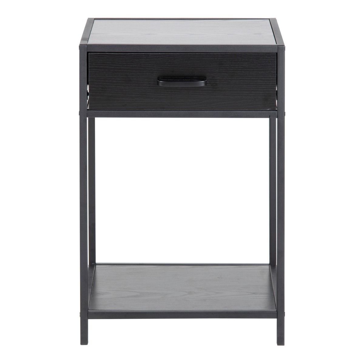 Seaford Bedside Table with 1 Drawer in Black & Brown
