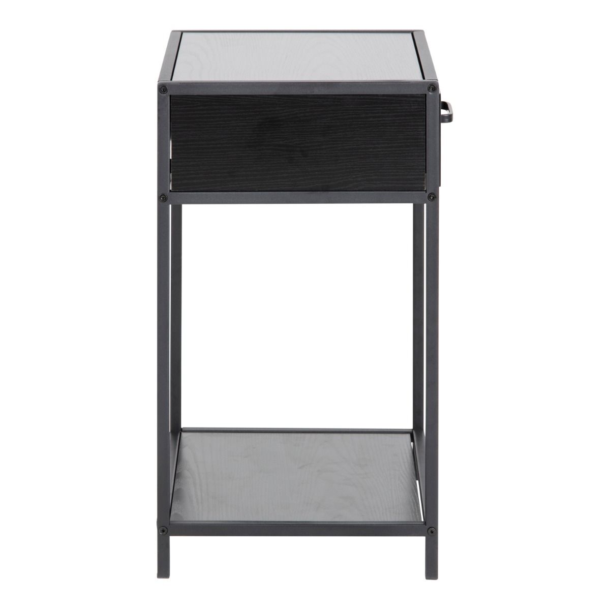 Seaford Bedside Table with 1 Drawer in Black & Brown
