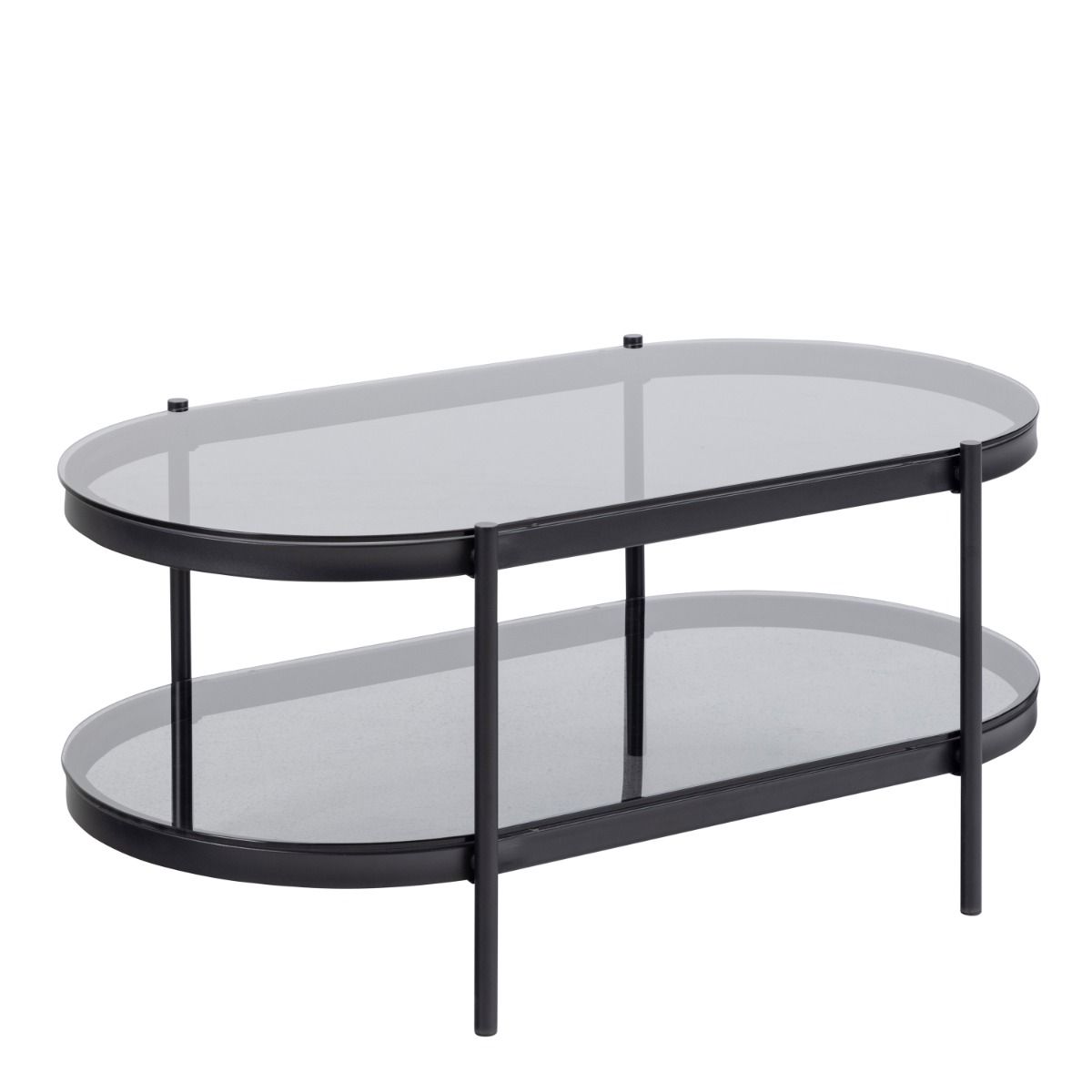 Bayonne Oval Coffee Table with Smoked Glass Top in Black