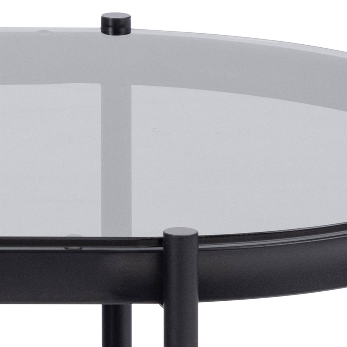 Bayonne Oval Coffee Table with Smoked Glass Top in Black