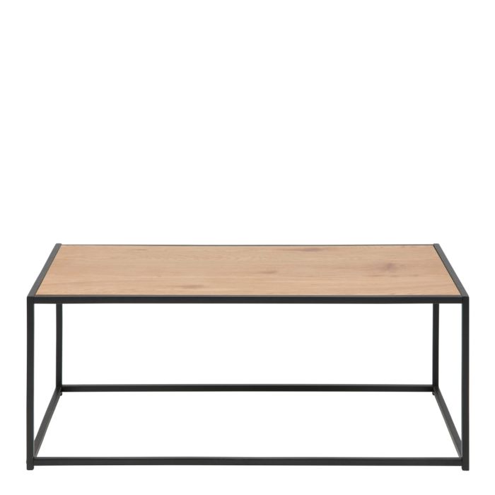 Seaford Black Metal Coffee Table with Brown Top