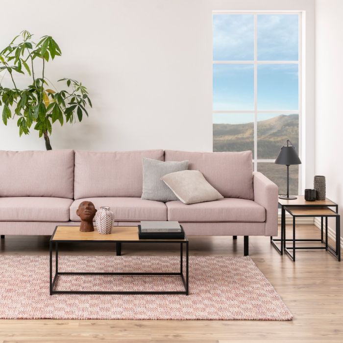 Seaford Black Metal Coffee Table with Brown Top