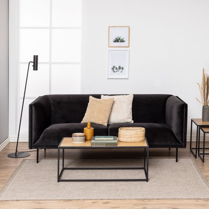 Seaford Black Metal Coffee Table with Brown Top