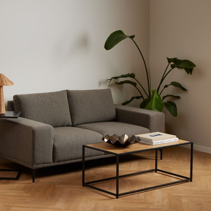 Seaford Black Metal Coffee Table with Brown Top