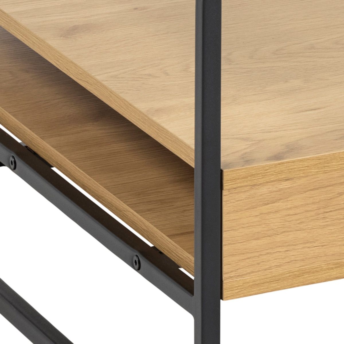 Randolf Square Coffee Table with 2 Shelves in Black and Brown