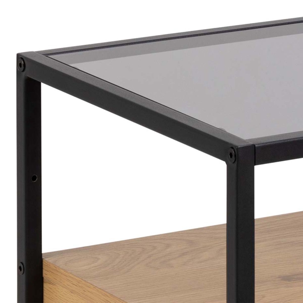 Randolf Square Bedside Table with 1 Drawer in Black and Brown