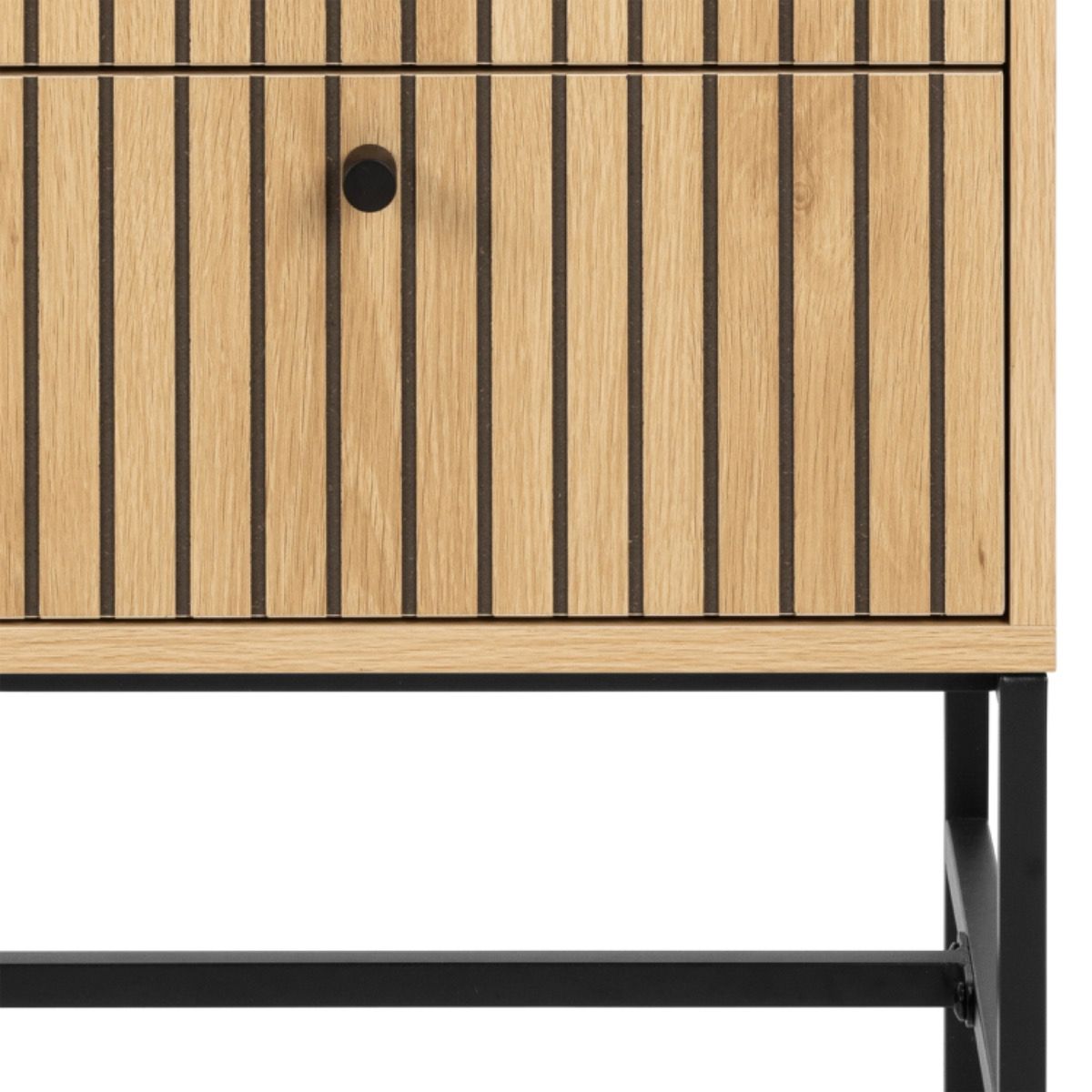 Albany 2 Drawer Bedside Table in Brown/Black Legs