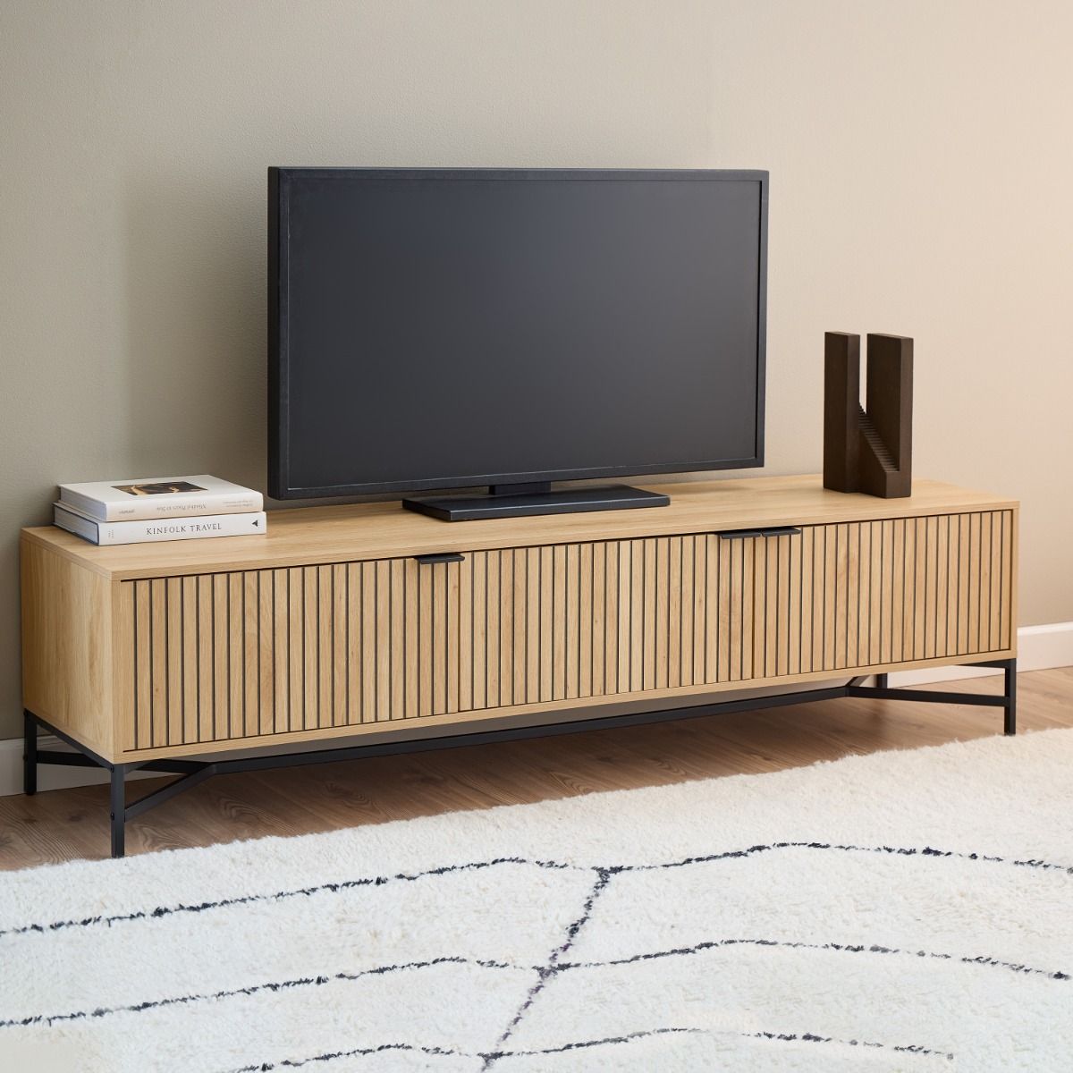 Jaipur TV Unit With 3 Doors 176cm Wide in Brown