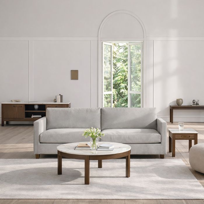 Southampton Round Coffee Table in Cream Ceramic 90x45cm