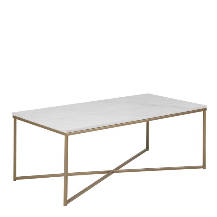 Alisma Coffee Table with White Marble Top & Brass Legs