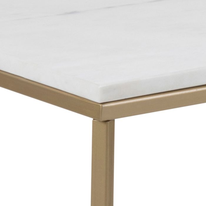Alisma Coffee Table with White Marble Top & Brass Legs