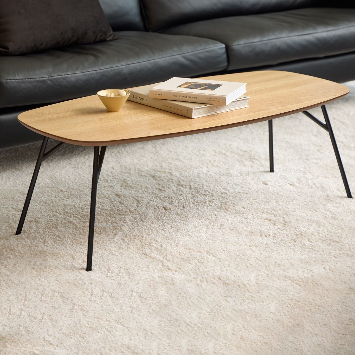 Caracas Rectangular Coffee Table in Brown and Matt Black