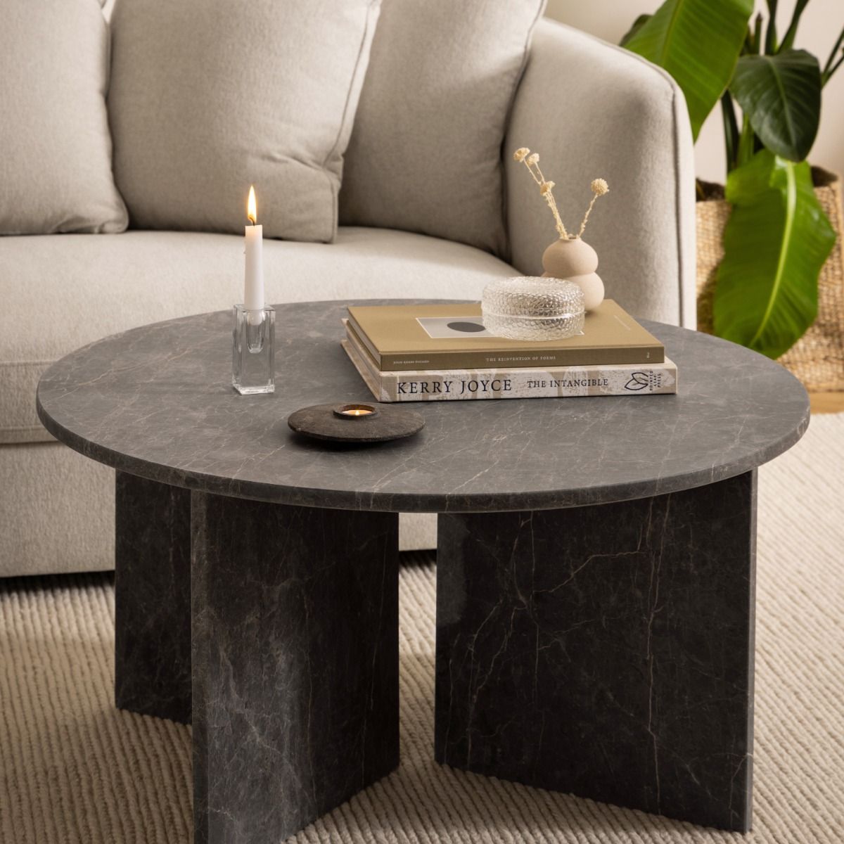 Vega Round Coffee Table with Marble Top 90cm