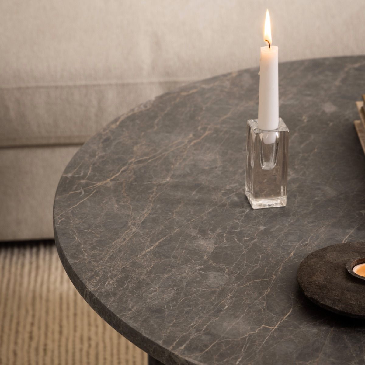 Vega Round Coffee Table with Marble Top 90cm