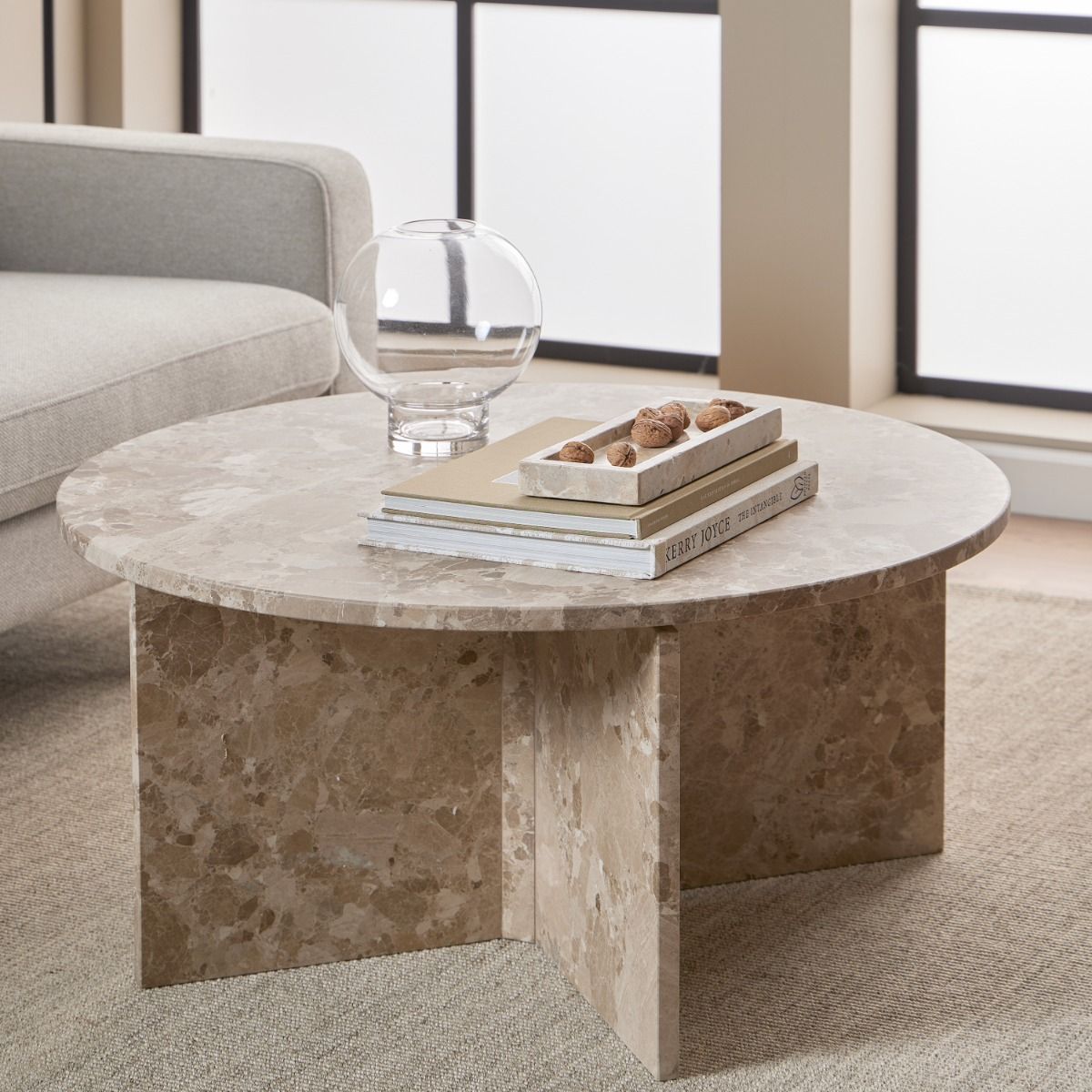 Vega Round Coffee Table with Marble Top 90cm