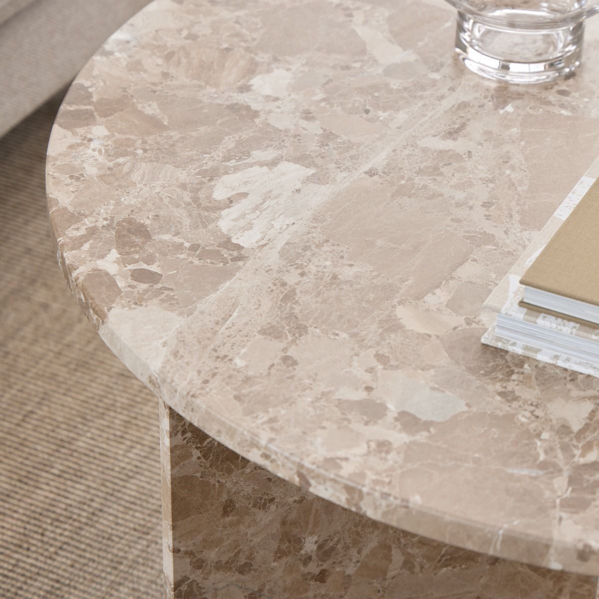 Vega Round Coffee Table with Marble Top 90cm