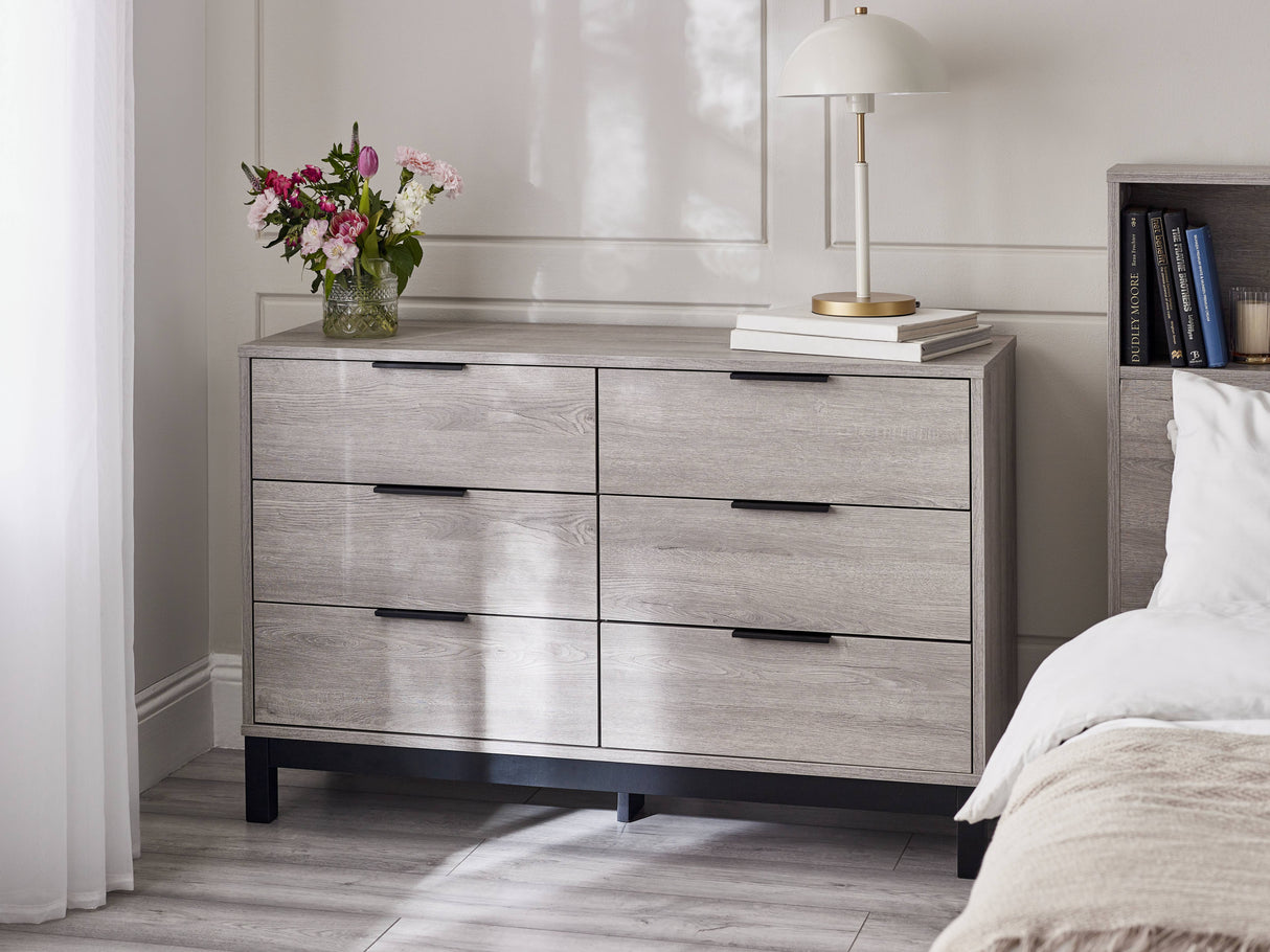 Bali 6 Drawer Chest - Grey Oak