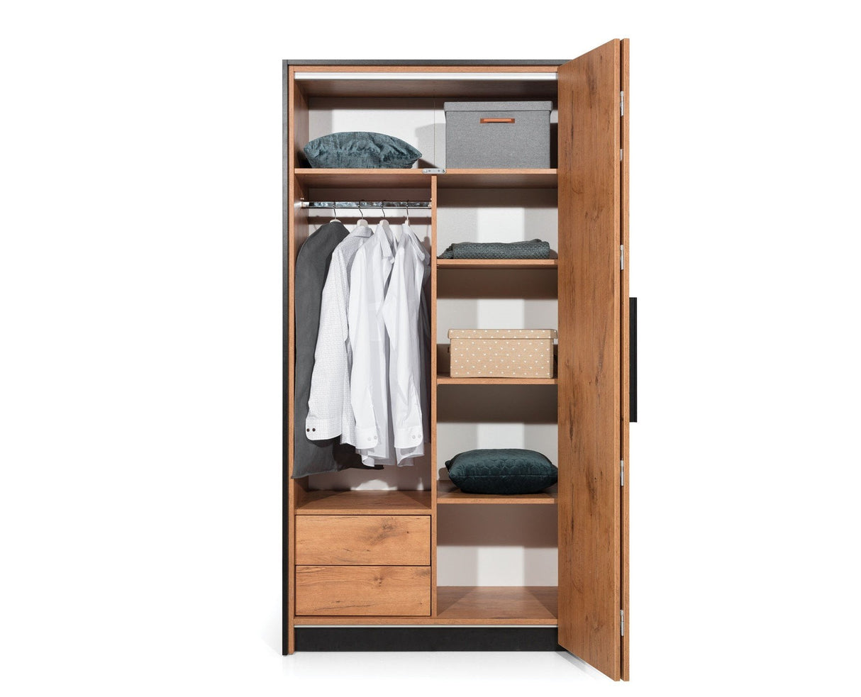 Loft Folding Door Wardrobe 104cm in Lancelot Oak
