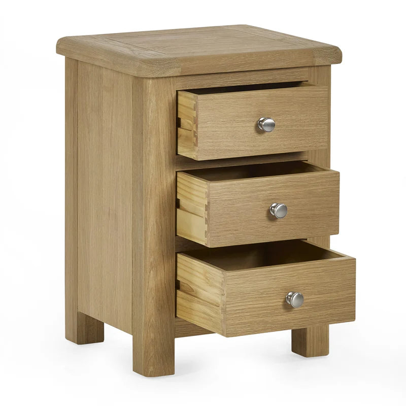 Memphis Limed Oak 3 Drawer Bedside