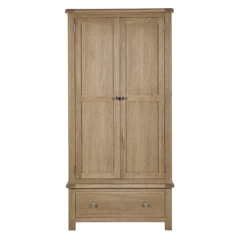 Memphis Limed Oak 2 Door 1 Drawer Wardrobe