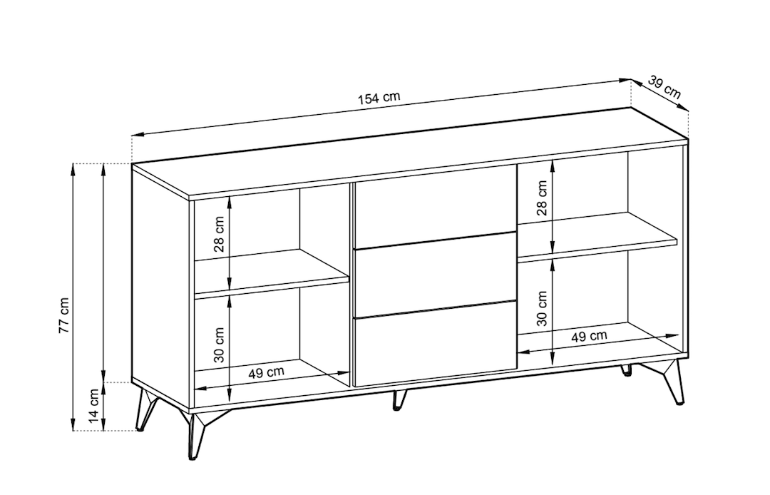 Diamond Large Sideboard Cabinet 154cm