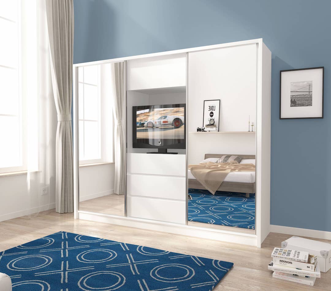 TV Sliding Door Wardrobe 254cm