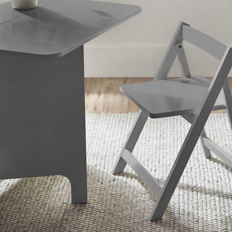 Gatan Small Gateleg Table With 2 Chairs - Grey