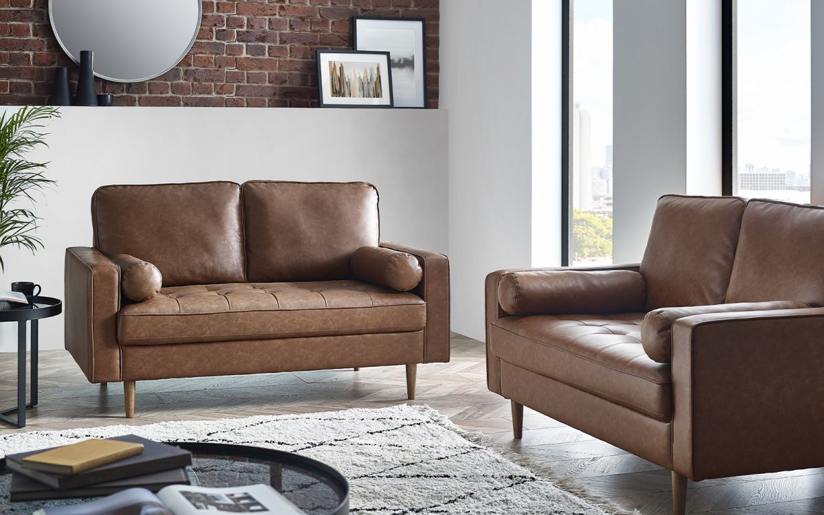 Henley 3 Seater Sofa With Bolster - Brown Leather