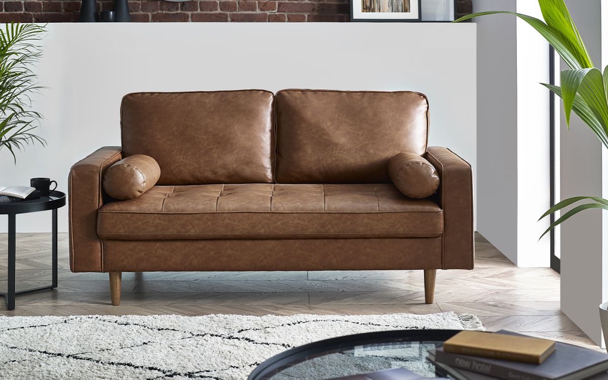 Henley 3 Seater Sofa With Bolster - Brown Leather