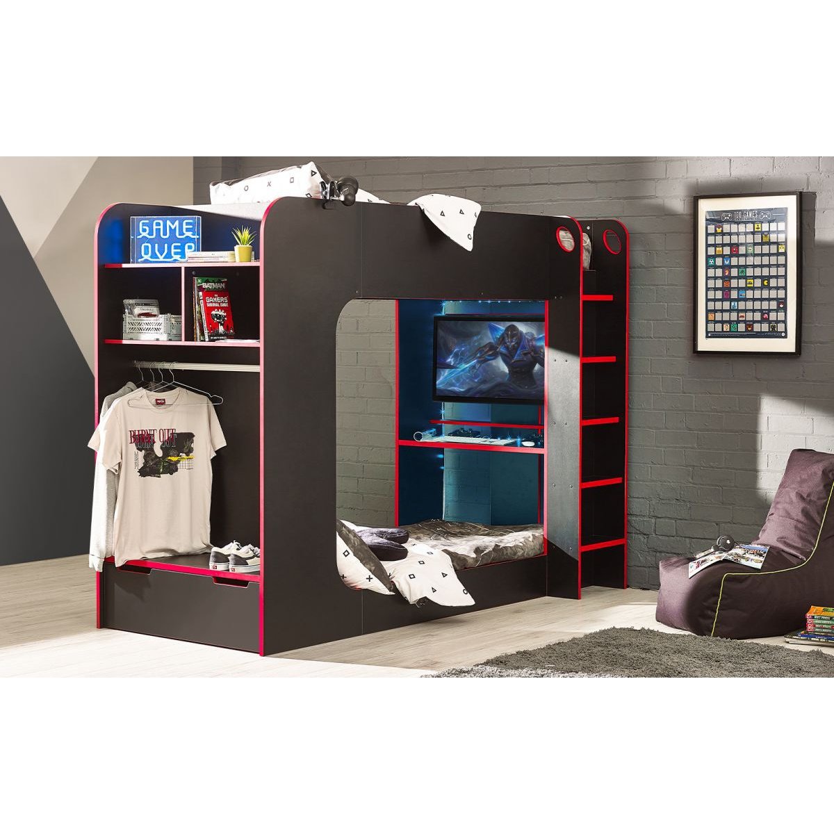 Impact Gaming Bunk - Black/Red