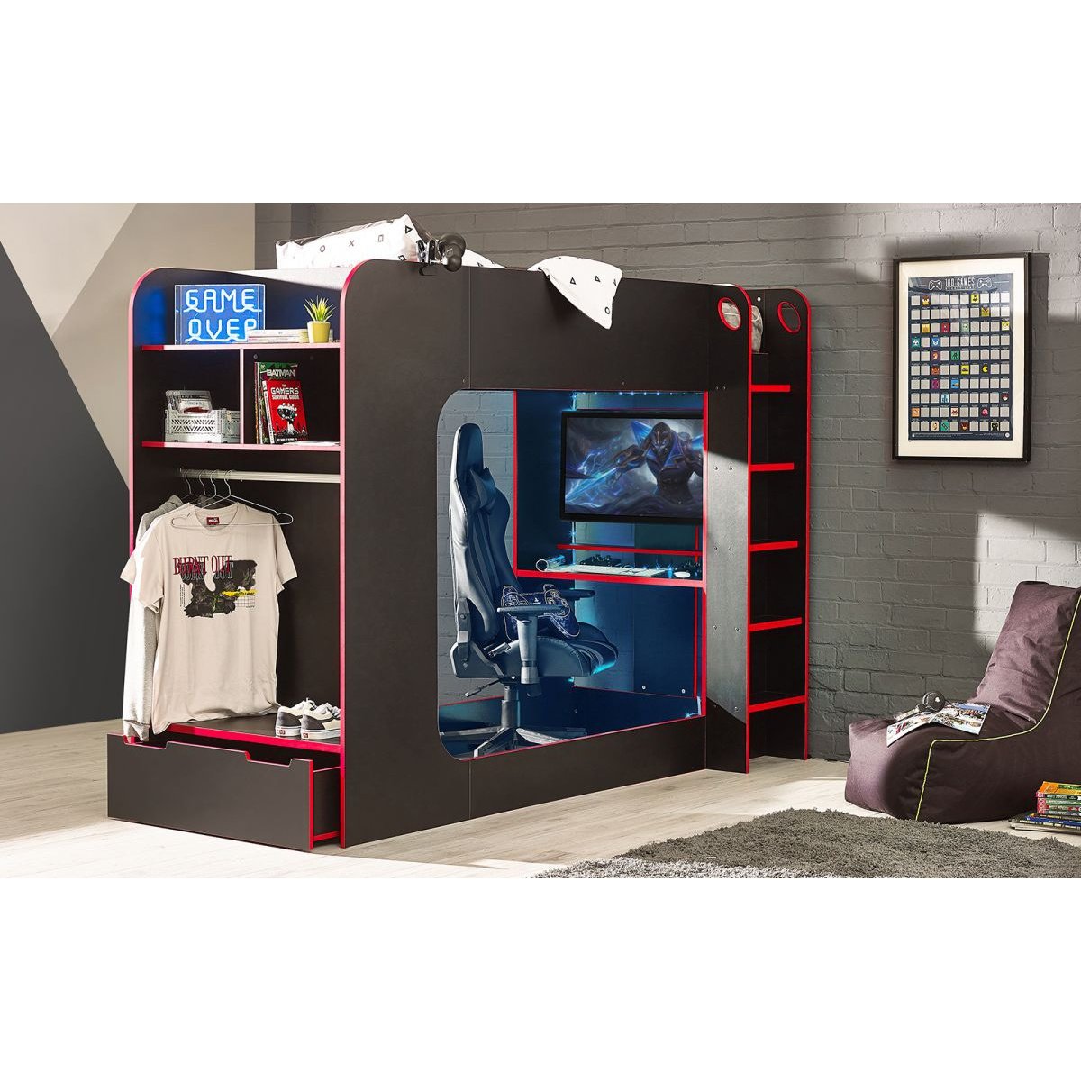 Impact Gaming Bunk - Black/Red