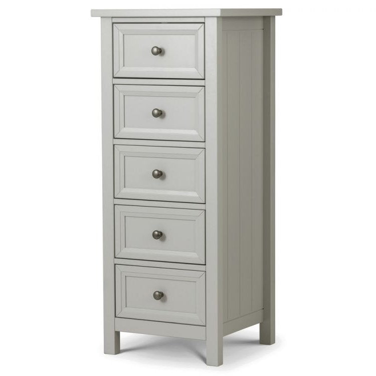 Maine 5 Drawer Tall Chest - Dove Grey