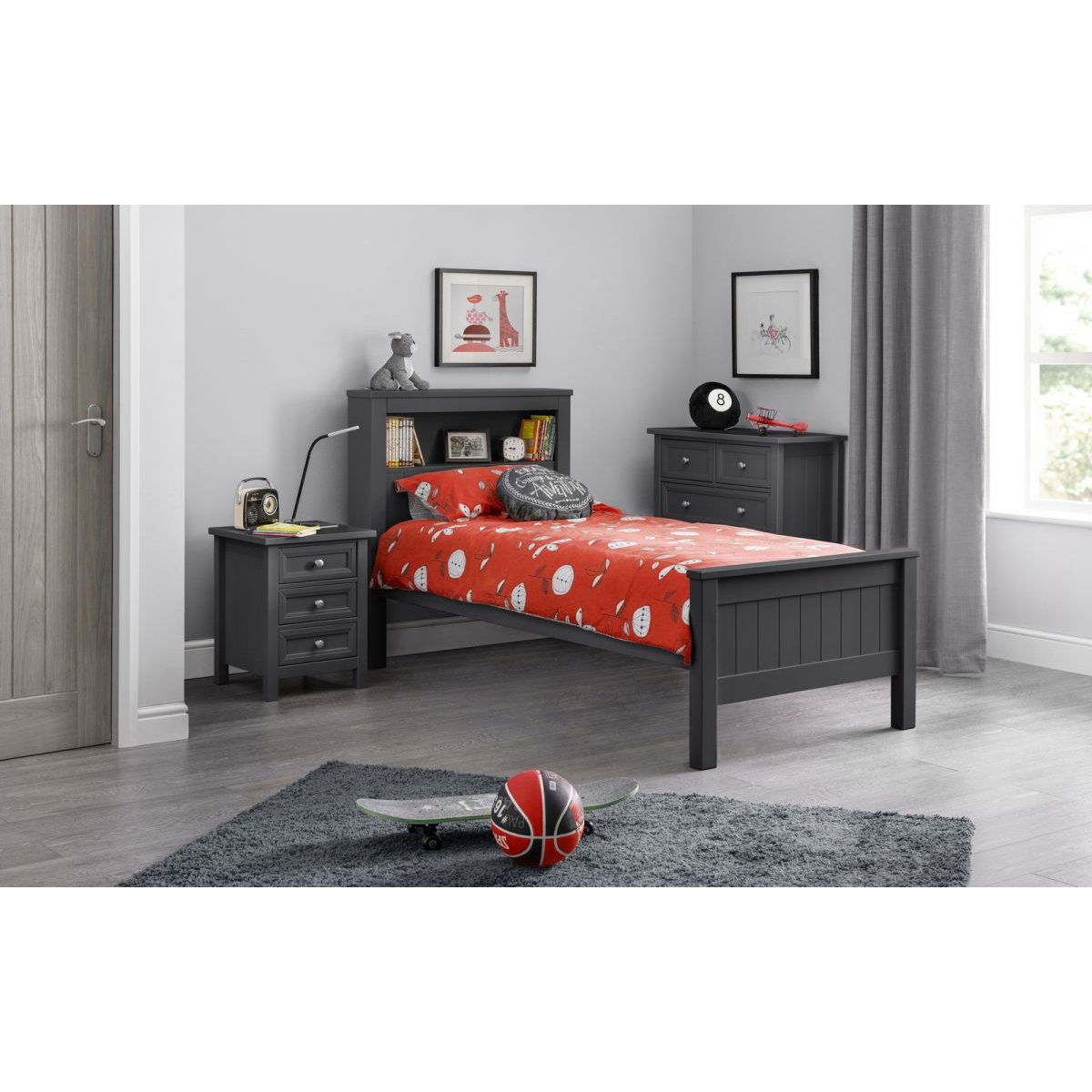 Maine Bookcase Bed - Anthracite