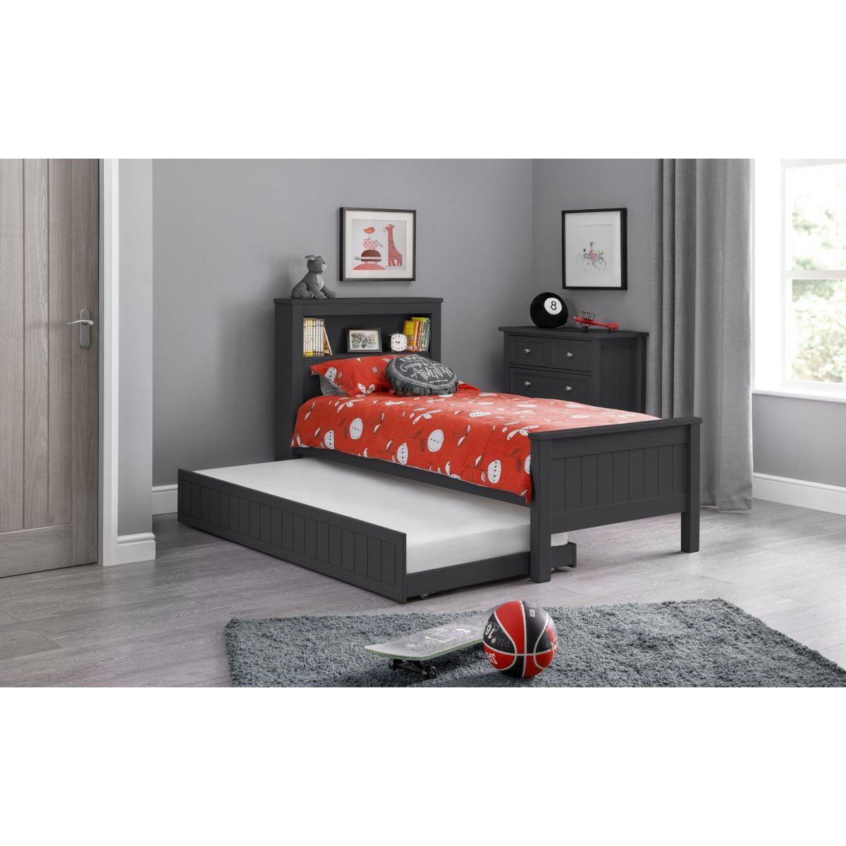 Maine Bookcase Bed - Anthracite