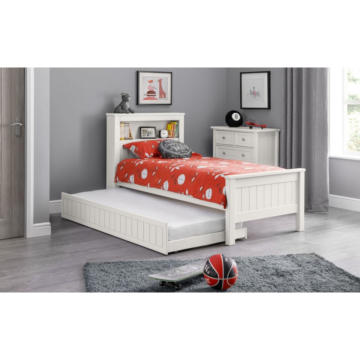 Maine Bookcase Bed - Surf White