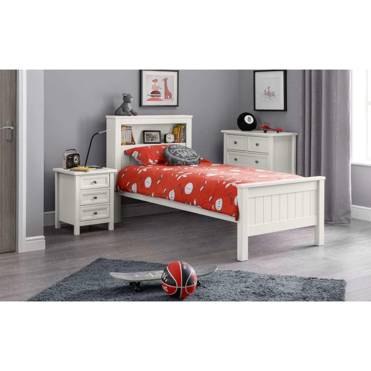 Maine Bookcase Bed - Surf White