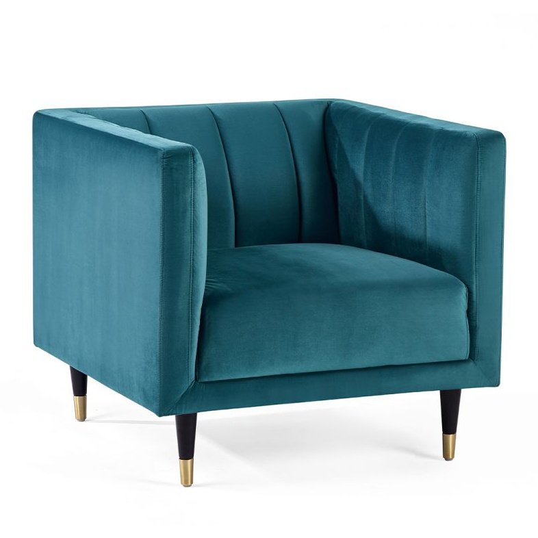Salma Scalloped Back Chair - Teal