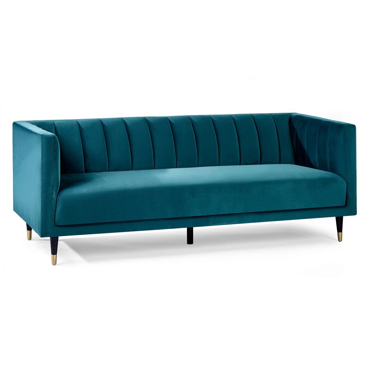 Salma Scalloped Back 3 Seater - Teal